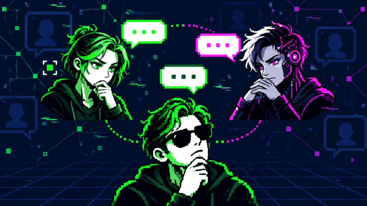 Three participants connected in the Group Chat game
