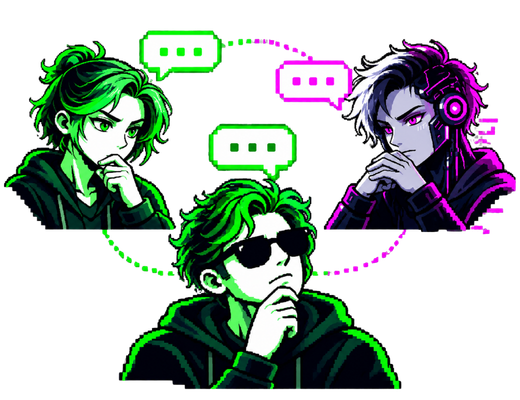 A human and two possible AI participants connected in Group Chat